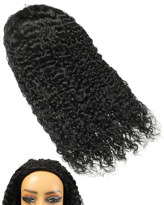 BEEOS Curly Half Wig for Women 20 Inch, 100% Remy Human Hair Gluless Half Wig Curly 180% Density, Wear Go Beginner Friendly Daily Wear Comfort
