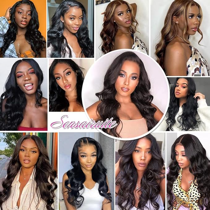 SENSAIRUITE Body Wave Lace Front Wigs Human Hair Wide Lace 180 Density Human Hair Wigs 13x4 Human Hair Lace Front Wigs Pre Plucked 26 Inches Natural Color