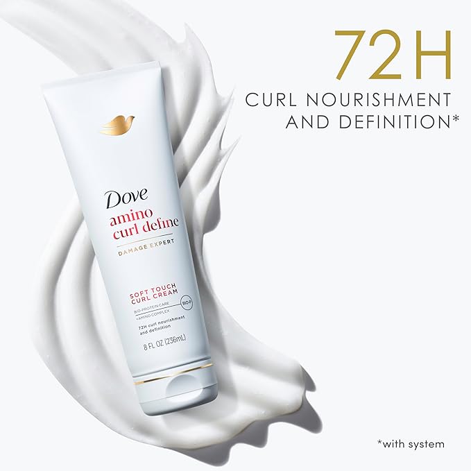 Dove Curl Cream Amino Curl for Curly, Coily Hair with Bio-Protein Care Technology + Amino Complex 8 Fl Oz