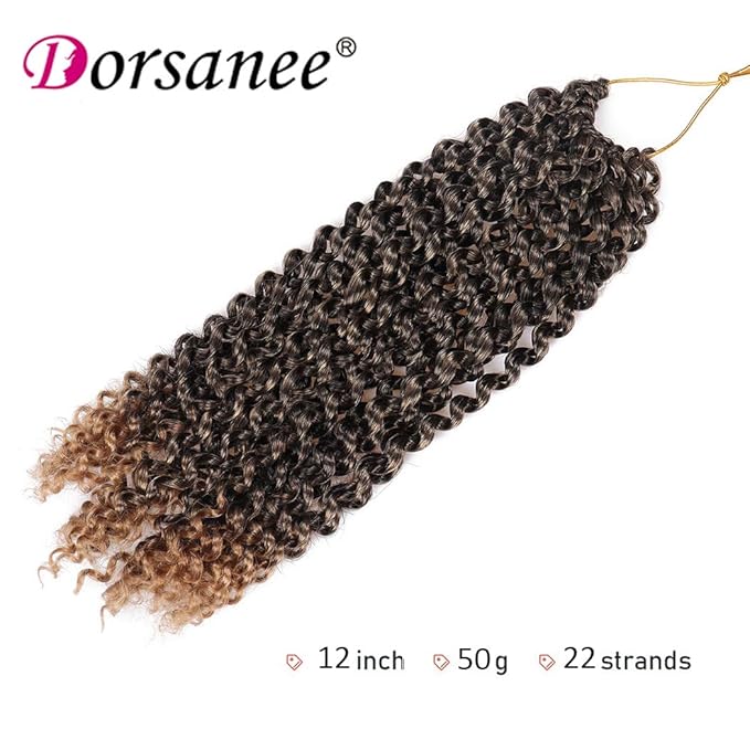 Dorsanee Ombre Honey Blonde Passion Twist Hair 14 Inch 7 Packs Water Wave Crochet Hair Long Bohemian Curly Braiding Hair for Butterfly Locs, Faux Locs, Boho Style Spring Twist Crochet Braids (T27#)