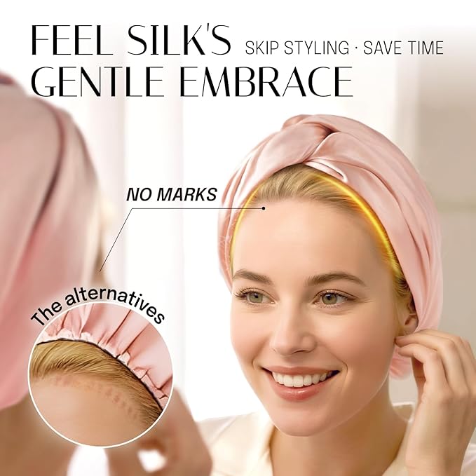 OLESILK Silk Bonnet for Sleeping Women: 100% Mulberry 22 Momme Silk, Adjustable Fit for Night Hair Care, No Frizz for Curls, White