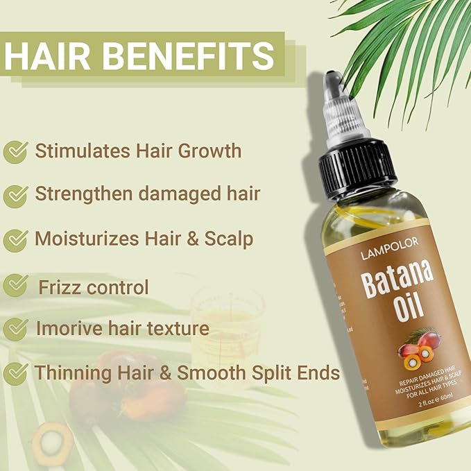 RAW Batana Oil for Hair Growth, Dr Sebi Organic Unrefined Batana Oil from Honduran, 100% Pure & Natural Hair Growth for Thicker & Stronger Hair - 4 FL OZ