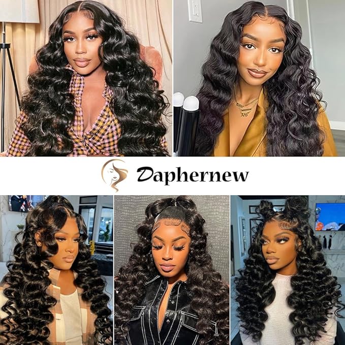 200% Density Loose Wave Lace Front Wigs Human Hair Pre Plucked 360 HD Transparent Lace Wig With Baby Hair - Natural Color (30 Inch)