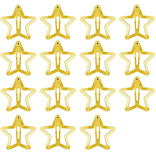 Star Hair Clips 2000s Y2K Snap Hair Barrettes Non Slip Star Hair Accessories Gold Metal Hair Clips for Girls Women -15 PCS 1.18"