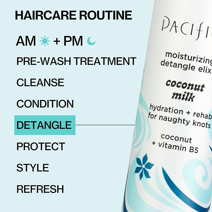 Pacifica Coconut Milk Hair Detangler Spray – Leave-In Conditioning Elixir for Tangle-Free Hair – Instantly Detangles Knots, Adds Shine & Moisture, Prevents Breakage & Frizz – Vegan & Cruelty-Free | Vegan, Cruelty-Free