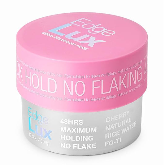Edge Lux Edge Control Gel with Castor Oil, Keratin, Biotin, and Olive Oil - 48 Hour Maximum Hold, Non-Flaking, Non-Greasy, Scented, Conditioning Styling Gel for All Hair Types