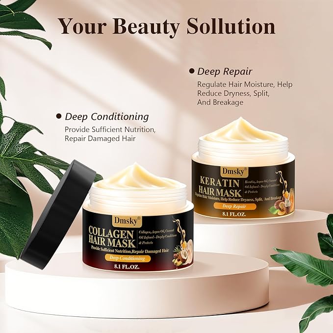 Dmsky 2 Pack Hair Mask for Damaged Hair - 16.2 Fl OZ Collagen Hair Mask & Keratin Hair Treatment-Hydrating,Repairing,Nourishes Deep Conditioning Hair Masks for All Hair Types