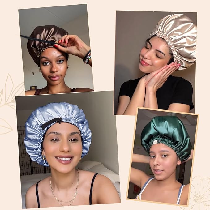 YANIBEST Adjustable Satin Bonnet Double Layer Hair Bonnet for Sleeping Bonnets for Women Hats Curly Natural Hair, Sky Blue