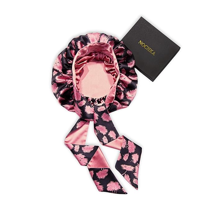 100% Mulberry Silk Bonnet for Sleeping with Ties – Adjustable 19 Momme Double-Layer Reversible Hair Wrap – Stay-On Sleep Bonnet for Women, Long Curly Hair, Natural Hair Care, Real Silk Night Cap – Handmade in USA (Vintage Pink)