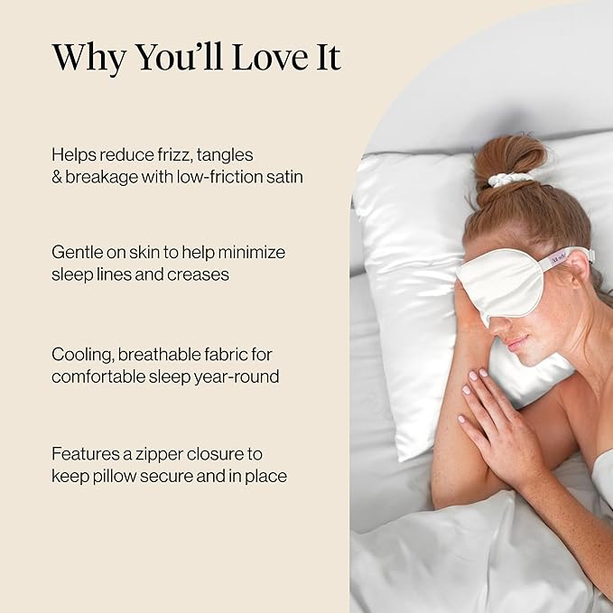 Kitsch Satin Pillowcase, Softer Than Silk Pillow Cases King, Cooling Pillow Covers, Satin Pillowcase with Zipper for Hair, Skin & Quality Sleep, Wrinkle-Free & Smooth, King Size 19"x36", Ivory