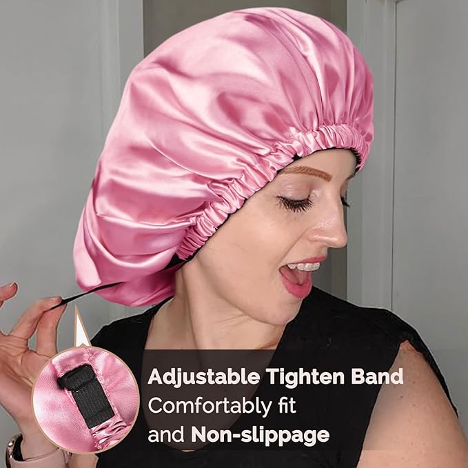 YANIBEST Silk Bonnet Satin Bonnet for Sleeping Women Men, Adjustable Double Layer Hair Bonnet for Curly Braids Reduce Frizz