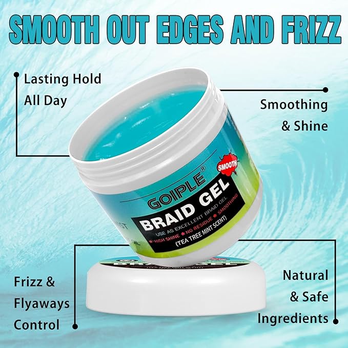 16 OZ Braiding Gel for Twist, Locs, Braids, Edge Control - Extra Hold, High Shine, No Flake, Long Lasting for Locks, Cornrows - Smooths & Tames Frizz (Tea Tree)