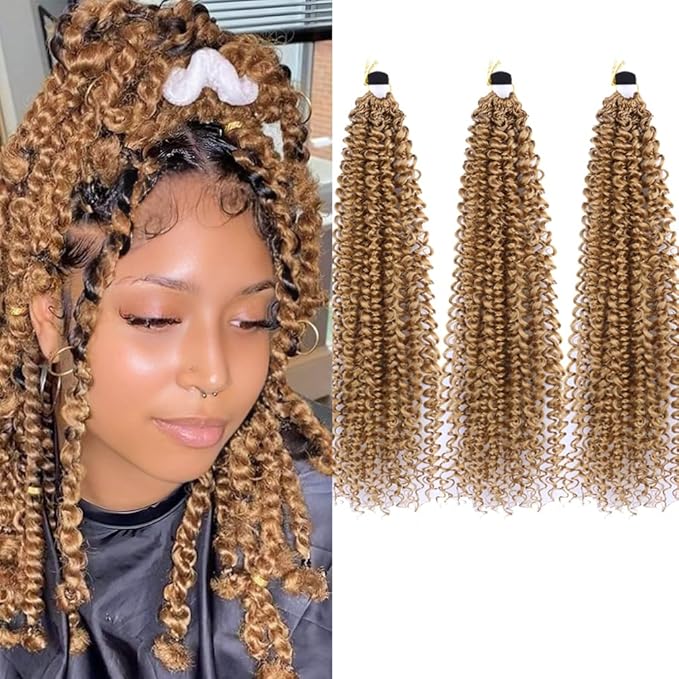 Passion Twist Hair Extensions Blond Curly Crochet Hair 12 Inch Short Curly Braiding Hair 3 Packs Crochet Braids with Curls for Black Women（12",27#)