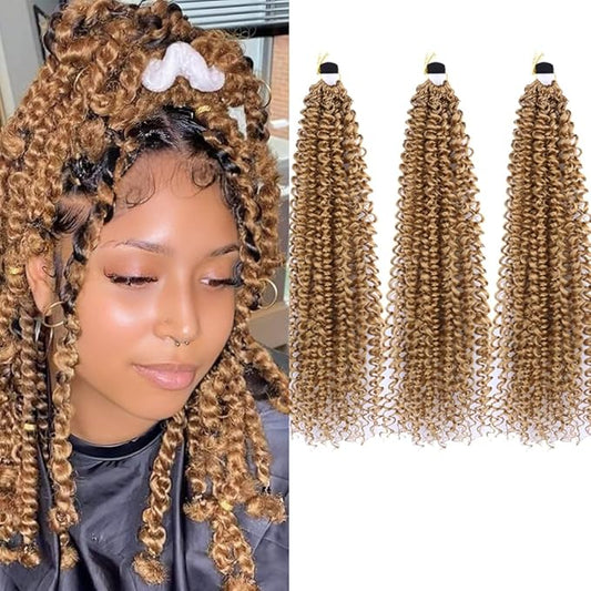 Passion Twist Hair Extensions Blond Curly Crochet Hair 12 Inch Short Curly Braiding Hair 3 Packs Crochet Braids with Curls for Black Women（12",27#)