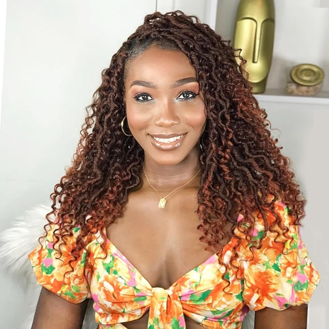 Fulcrum Goddess Locs Crochet Hair 14 Inch, 8 Packs New Faux Locs Crochet Hair for Black Women, Crochet locs with Curly Ends (14Inch (Pack of 8), T350#)