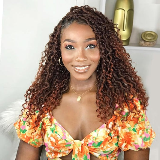 Fulcrum Goddess Locs Crochet Hair 14 Inch, 8 Packs New Faux Locs Crochet Hair for Black Women, Crochet locs with Curly Ends (14Inch (Pack of 8), T350#)