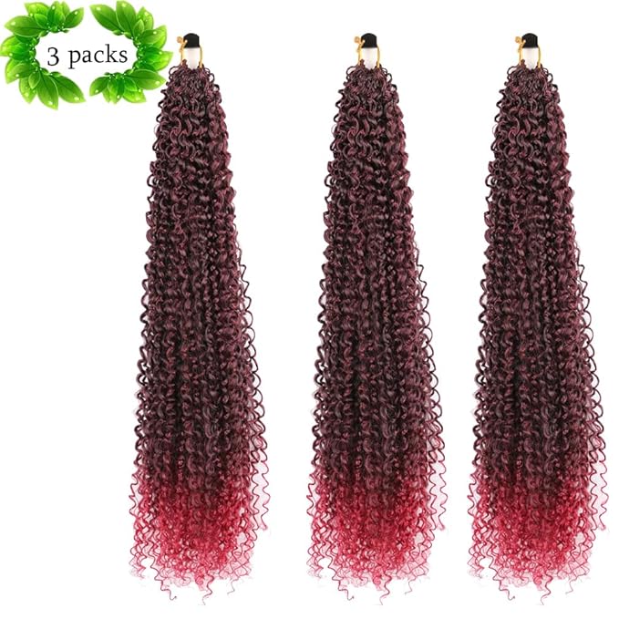 Passion Twist Hair Extensions Black to Burgundy Curly Crochet Hair 12 Inch Short Curly Braiding Hair 3 Packs Ombre Crochet Braids with Curls for Black Women(12",1B900)