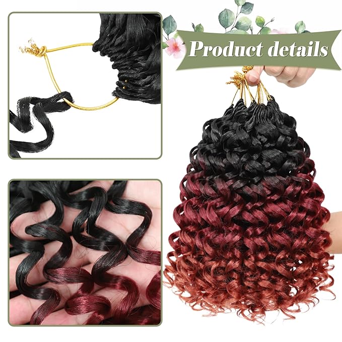 Vomella GoGo Curl Crochet Hair 8 Packs Water Wave 10 Inch Curly Crochet Hair for Women Short Beach Curl Synthetic Deep Twist Hair Extensions(1b/530/350#)