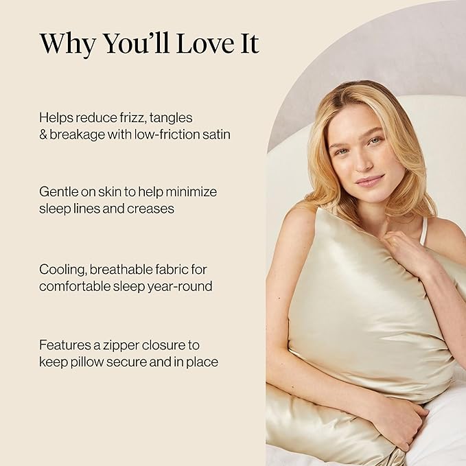 Kitsch Satin Pillowcase with Zipper for Hair & Skin, Softer Than Silk Pillow Cases Queen, Wrinkle-Free, Smooth and Cooling Satin Pillow Covers, Standard Size 19"x26" - Sage