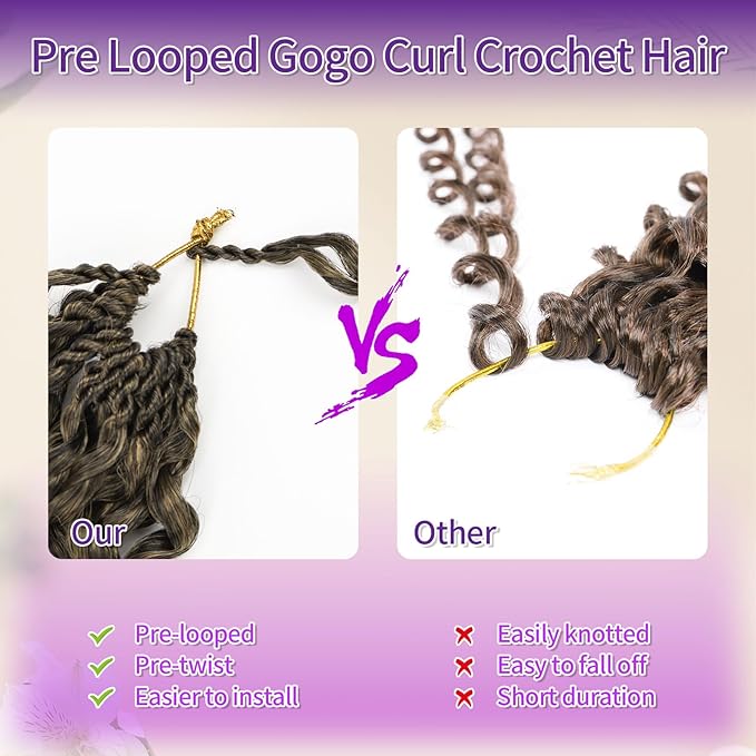 Gogo Curl Crochet Hair Protein Fiber Close to Human Hair 7 Packs Pre looped Water Wave Crochet Hair Deep Twist Synthetic Braiding Hair for Women (T27, 8Inch)