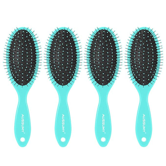 Air Cushion Detangling Hair Brush - 4 Pack Detangler Hairbrush with Ultra Soft Bristles for Effortless Tangle Removal - For Wet Dry Damaged Curly Hair for Women Men Boys Girls Kids - Green