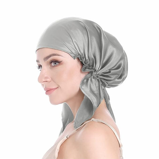 SissiLita 100% Silk Bonnet for Sleeping, Hair Bonnet with Tie Band, Large Silk Sleep Cap for Curly Hair, Silk Hair Wrap for Hair Care