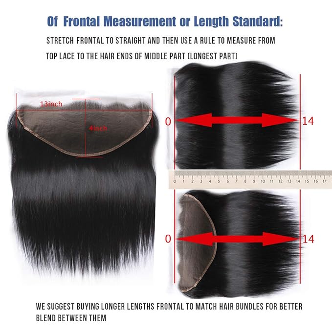 Straight 3 Bundles with Frontal (14 16 18+14) 13x4 Ear to Ear Lace Frontal Unprocessed Virgin Brazilian Human Hair Bundles Natural Color