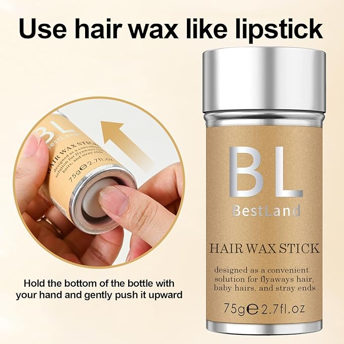 BestLand Hair Wax Stick – Non-Greasy, No-Residue Tamer for Flyaways, Frizz & Baby Hair, Styling Stick for Edges & Slick Back Looks, for Women, Men & Kids
