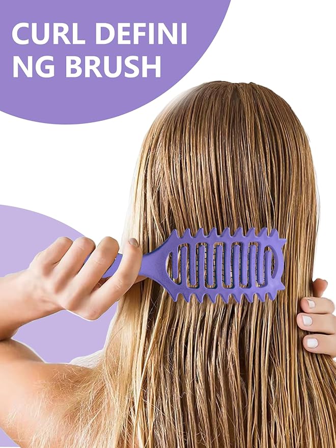 Curl Defining Brush for Curly Hair, 2025 Vented Detangling Brush for Wet, Curl Styling Brush for Women, Less Pulling, Defines & Shapes, Great Gift for Curly Hair Women (Purple)
