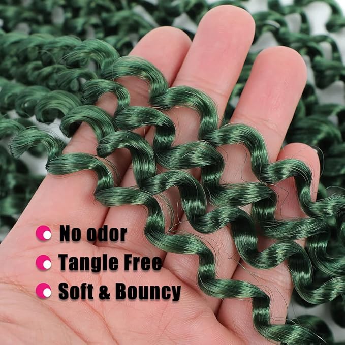 Passion Twist Hair 18Inch 6Packs Passion Twist Crochet Hair Water Wave Crochet Hair (18 Inch (Pack of 6), D-green) …