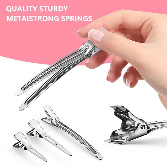 75pcs Duck Biled Hair Clips for Women, Duckbill & Metal Hair Clips for DIY Styling, Silver Hair Pins with Storage Case - Salon & Home Hair Accessories for Cutting, Rolling Long Hair