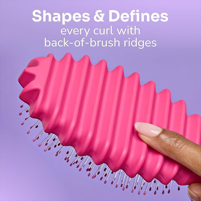 Wet Brush Curl Shaper Detangler Brush, Pink, Curl Defining for Curly and Coily Hair Types, IntelliFlex Bristles Detangle for Frizz-Free Shaping, Made for Women, Men & Kids