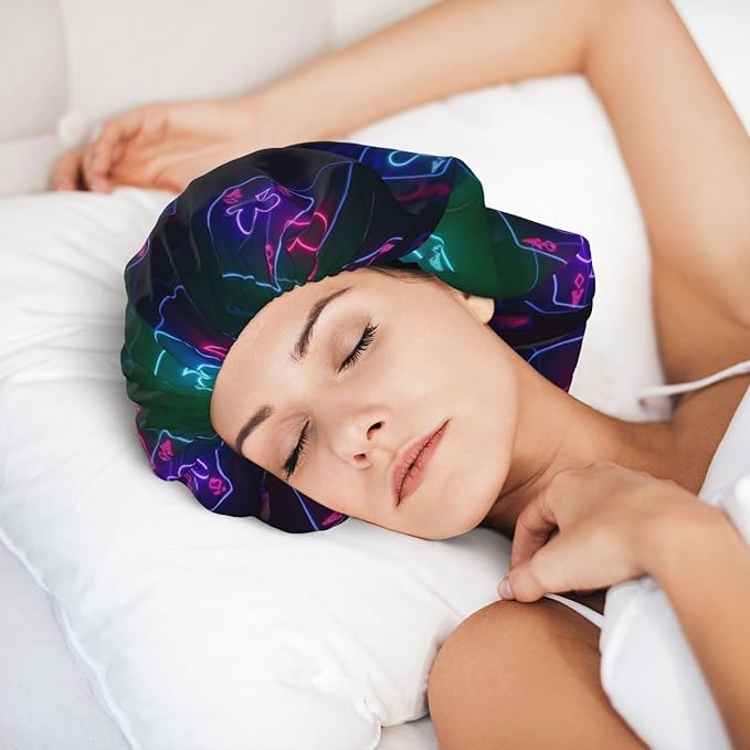 Silk Hair Bonnet for Sleeping, Double Layer Hair Bonnet for Curly Natural Frizz