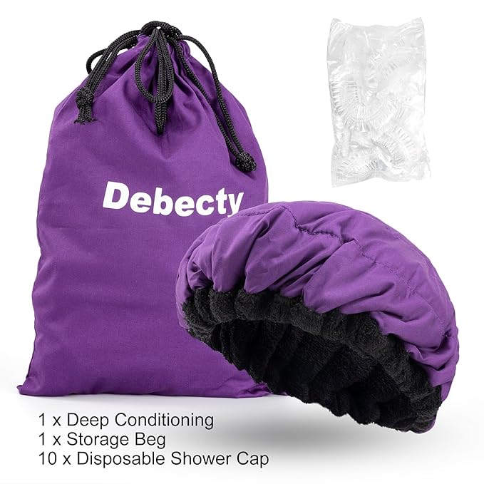 Deep Conditioning Microwavable Heat Cap for Steaming Hair Styling and Treatment, Haircare Therapy (Purple)