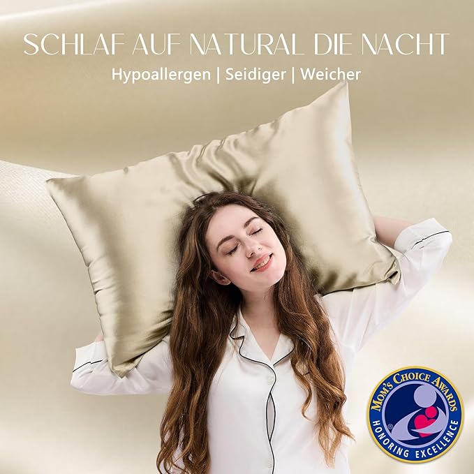 ZIMASILK 100% Pure Mulberry Silk Pillowcase for Hair and Skin Health,Soft and Smooth,Both Sides Premium Grade 6A Silk,600 Thread Count,with Hidden Zipper,1pc (King 20''x36'',Beige)