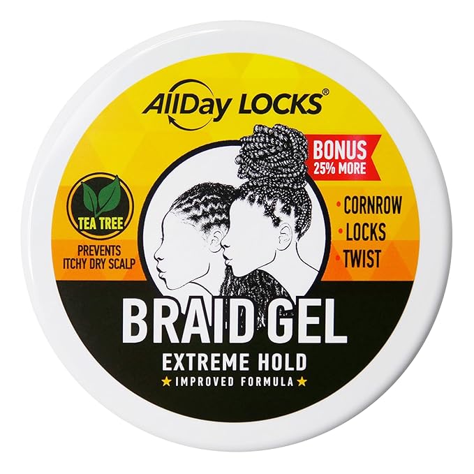 AllDay Locks Braid Gel (10 oz) | Extreme Hold, High Shine | Frizz & Flake-Free Edge Control | Tea Tree, Lavender, Peppermint Oil | Slick & Style Braids, Locks, Twists, Cornrows | 10 oz