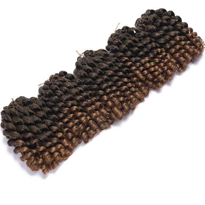 8 Inch Jamaican Bounce Crochet Hair 5 Packs 2X Ringlet Wand Curl Crochet Hair Pre Looped Bouncy Curl Curly Crochet Hair Extension Brown Ombre Crochet Braiding Hair 100 Roots