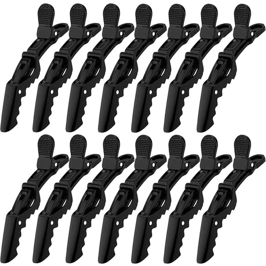 Ondder 14 Pack Black Alligator Pro Salon Hair Clips for Styling - Plastic Gator Clips
