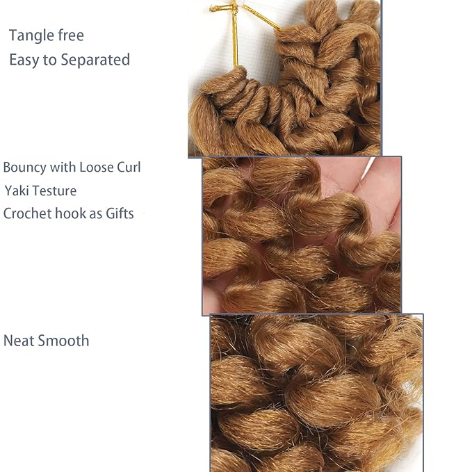 Blonde Short Jamaican Bounce Crochet Hair Light Brown 5 Packs 2X Ringlet Wand Curl Crochet Hair 8 Inch Curly Crochet Hair Extensions 27# Curly Crochet Braiding Hair 100 Roots
