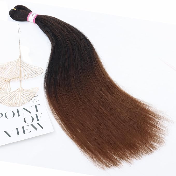 Dorsanee Braiding Hair Pre Stretched 26 Inch 8 Packs Ombre Brown Braiding Hair Extensions for Crochet Box Braids Twists Locs Hair Soft Yaki Texture Hot Water Setting (26inch,#1B/30)