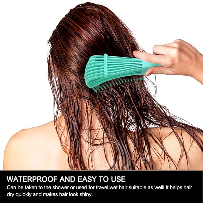 Detangling Brush for Women's Afro American/African 3a to 4c Kinky, Wavy, Curly, Coily Hair - Knots Detangler and Scalp Massage Comb for Wet/Dry/Oil/Thick/Long Hair (2 pcs, Purple-Green)