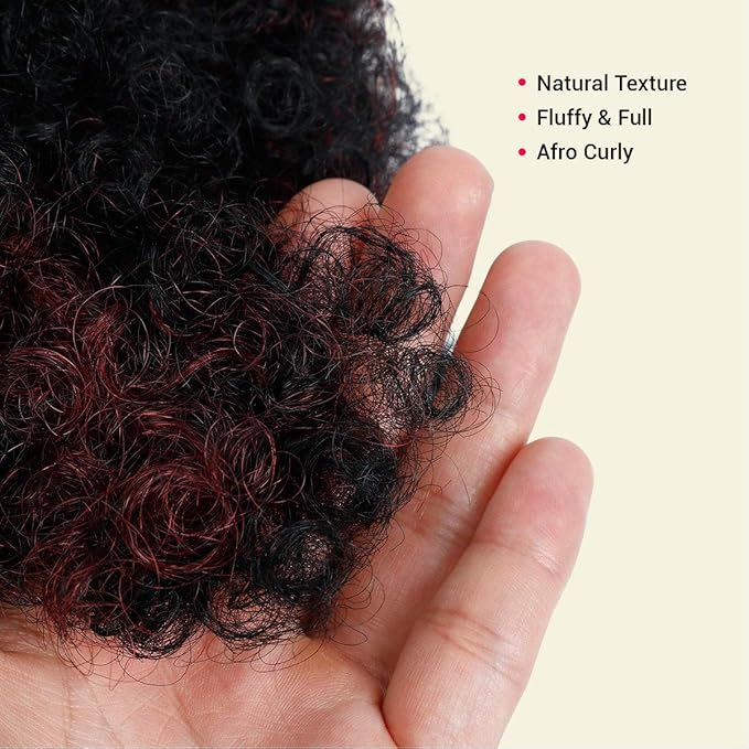 GLAM21USA Afro Puff Drawstring Ponytail Retro Kinky Curly Ponytail Wig Clip in Bun Hair Piece for Black Women Synthetic Hair Extension (SMALL, FS1B/BG)