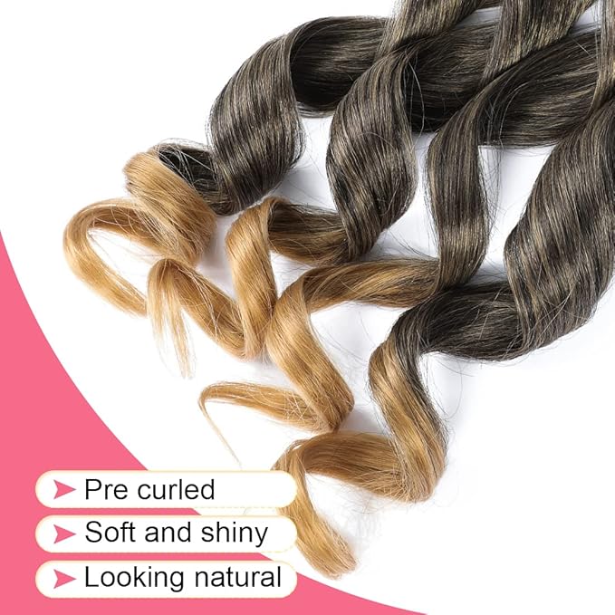 6packs French Curl Braiding Hair - 24 Inch Loose Wave Bouncy Pre Stretched Yaki Curly Braiding Hair for Black Women - 100g/pack (T27)