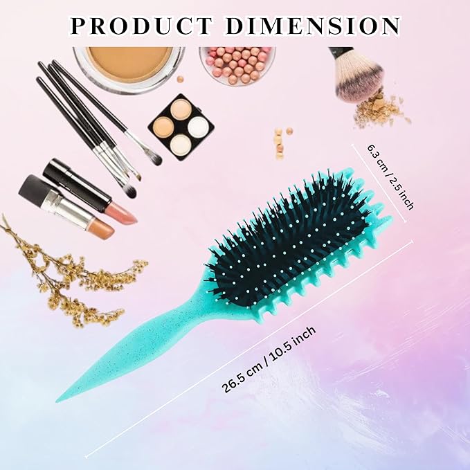 Curl Defining Brush, Curly Hair Brush for Styling, Shaping, Detangling & Defining Curls for Women and Men, Curl Brushes for Curly Hair Work on all Wet or Dry Hair Types (Green)