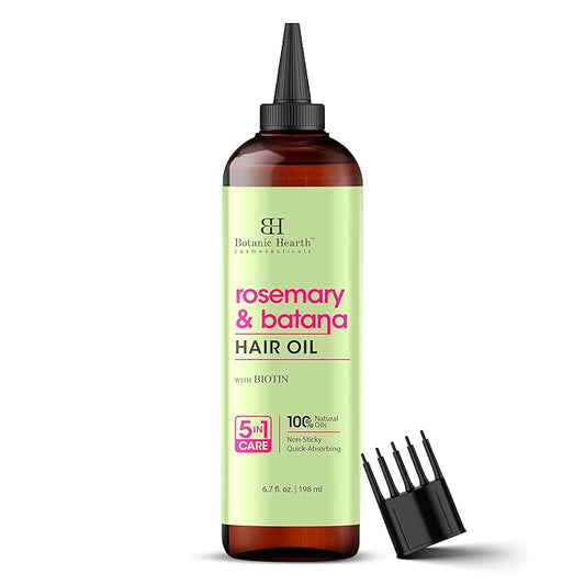 Botanic Hearth Hair Oil for Hair Growth & Home Hair Perm Kit | Strengthening Dry, Frizzy, Damaged Hair & Scalp Treatment | Rosemary & Batana Hair Oil – 6.7 Fl Oz
