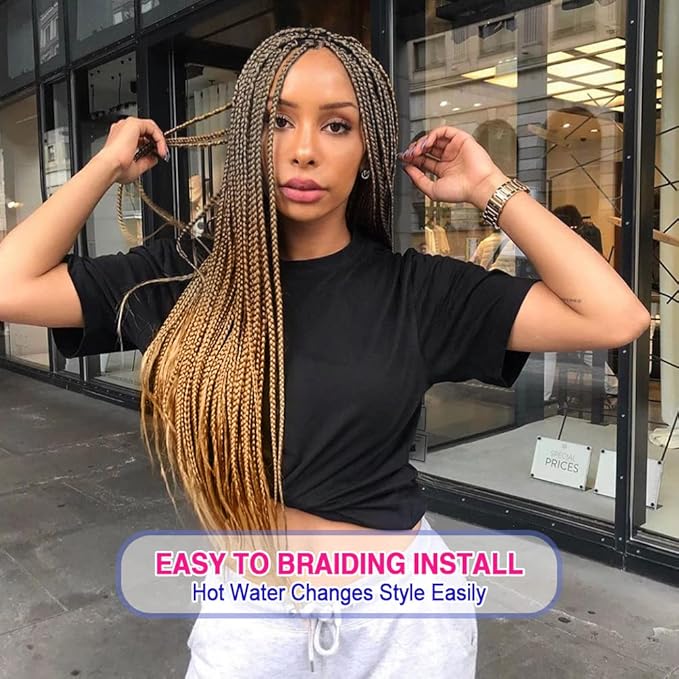 8 Pack Ombre Braiding Hair Pre Stretched - 20" 80G/Pack Premium Pre Stretched Braiding Hair Extensions, Professional Itch Free Hot Water Setting Perm Yaki Texture Prestretched Hair(1B/30/27)