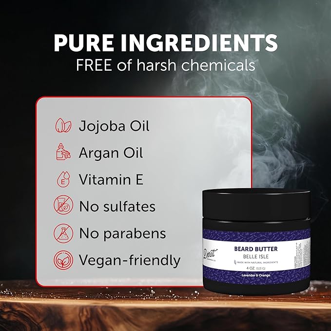 Detroit Grooming Co. Beard Butter for Men | Softens, Thickens & Hydrates with Safflower Oil & Shea Butter | Belle Isle Scent, 4oz