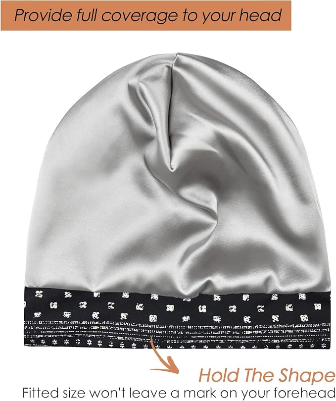 Adjustable Satin Lined Sleep Cap for Dreadlocks Curly Hair Large Head-Stay On Overnight