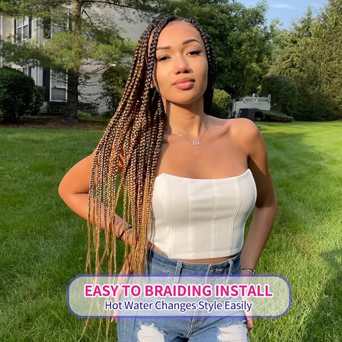 8 Pack Ombre Braiding Hair Pre Stretched - 36" 110G/Pack Premium Pre Stretched Braiding Hair Extensions, Professional Itch Free Perm Yaki Prestretched Hair(1B/30/27)