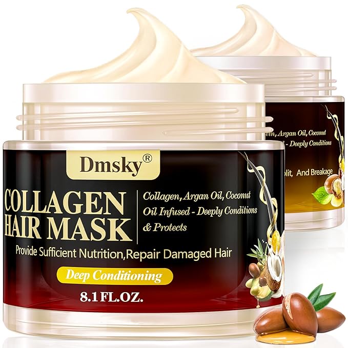 Dmsky 2 Pack Hair Mask for Damaged Hair - 16.2 Fl OZ Collagen Hair Mask & Keratin Hair Treatment-Hydrating,Repairing,Nourishes Deep Conditioning Hair Masks for All Hair Types